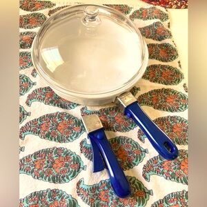 Princess House Nouveau 10 1/2" White Skillet Pan Glass Dome Lid & Handle FRANCE